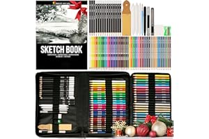 Zenacolor, Kit Dibujo, Maletín de Dibujo con 24 Lápices de Acuarela, 12 Lápices de Colores, 12 Lápices Metálicos, 12 Lápiz Papel y Un Cuaderno para Dibujar - 74 Piezas