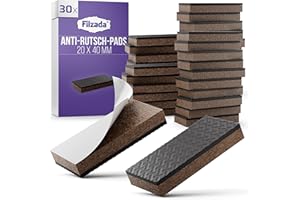 Filzada® 30x Antirutsch Pads Möbel 20 x 40 mm - Premium Gummipads - Anti Rutsch Pads - Selbstklebende Antirutsch Aufkleber - Gummi Unterlage Möbelstopper - Anti Rutsch Pad
