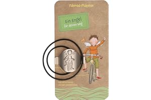 ‎BUTZON & BERCKER Butzon & Bercker Fahrrad-Plakette mit Schutzengel-Motiv aus rostfreiem Metall mit dehnbarem Gummiring - Ø 3 cm (EIN Engel für deinen Weg)