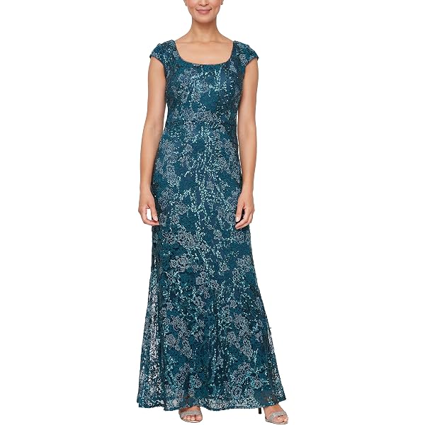 R&M Richards Women's Long Formal Dress - Matte Chiffon Cowl Neck Gown With Rhinestone Straps