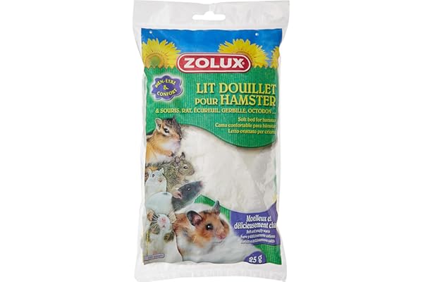 Lit douillet blanc sachet de 25 g pour hamsters, gerbilles, souris, rats, écureuils, octodons.../ZOLUX