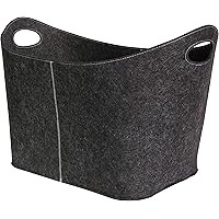 VIIRKUJA XXL Holzkorb | Kaminholzkorb aus extradickem Filz | Dunkelgrau | Filzkorb mit verstärkten Griffen für Kaminholz