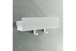 DESIGNFABRIK HAMBURG Designfactory Hamburg Shower caddy | Bathroom shelf no drilling | Adhesive organiser | Bathroom storage rack | Wall mounted shelves | Bathroom accessory | 30 cm | Matt white