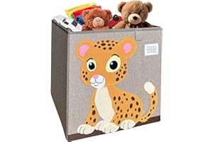 MISHMASH Foldable Toy Basket – Collapsible Storage Box for Children/Toddler/Baby - 33 x 33 x 33cm Cube Children’s Storage Unit – 9 Cute Animal Designs – Sturdy, Portable and Compact (Tiger)
