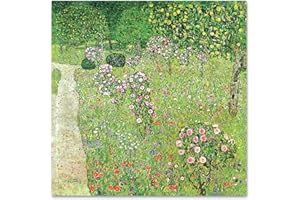 Giallobus - Cadre - Gustav Klimt - Verger de Roses - Verre Acrylique plexi - 70x70 - Prêt à accrocher - Peintures Modernes pour la Maison