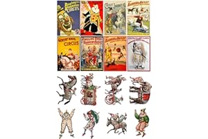 Decoupage Paper Pack (20 Sheets 10x15cm) Vintage Circus Posters Clown FLONZ Ephemera Trading Card