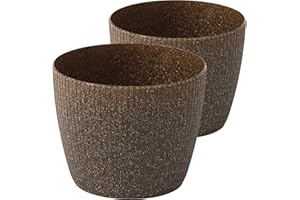 ‎TYMAR Tymar Blumentopf, 2er-Pack, Runde Form, Übertopf ((2pack) Espresso, ø 10 cm)