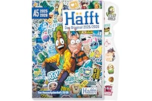 ‎HÄFFT Häfft® Original Hausaufgabenheft 2025/2026 A5 "Stickermania" ultimativer Schülerkalender, Schülerplaner - nachhaltig & klimafreundlich