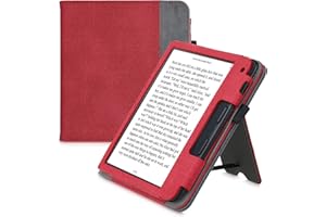 kwmobile Étui Compatible avec Kobo Libra 2 Coque - Étui à Rabat magnétique Tablette eReader Similicuir - Rouge-Gris foncé