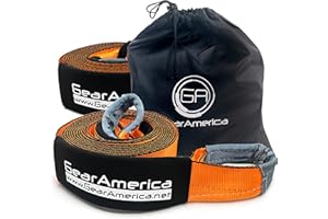 GA GEARAMERICA GearAmerica Recovery 2PK Tow Straps 4" x 30' | Ultra Heavy Duty 45000 lbs (22T) Strength | Triple Reinforced Loops + Protective Sleeves | Emergency Towing | Storage Bag + Tie
