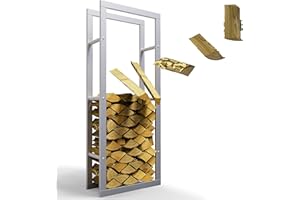 LAWA Living and Lifestyle Kaminholzregal Metall 60x25x150 VERZINKT Feuerholzregal innen und außen Brennholzregal Kaminofenregal Kaminholzständer Holzlege Holzregal (Ral 9006 Silber)