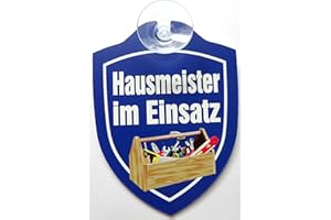 VIELESGUENSTIG-2013 Schild mit Saugnapf Hausmeister im Einsatz reparieren Wohnung Mieter Auto Windschutzscheibe