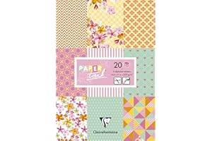 Clairefontaine 95239C - Blocco da 20 fogli a motivi in cartoncino da 200g + Alfabeto adesivo + etichette da ritagliare - formato A5 (14,8x21cm ) – Carta Scrapbooking Hobby creativo - Shabby