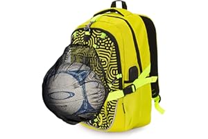 OLUFSENKids- Mochila Polivalente BONN- Con Red Desmontable Porta Balones y Cascos - Puerto USB y Auriculares -Con Hebilla Antirrobo - Ideal para Fútbol, Baloncesto, Voleibol y Hockey