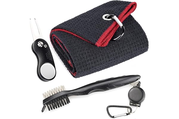 High Life Mile Microfiber Waffle Pattern Golf | Pic Cleansing Brush | Foldable Divot Golf Tool with Magnetic Ball Marker