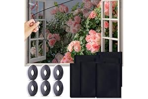 ENAIAH 6 Pcs Mosquitera para Ventana, 130 x 150 cm Malla Contra Insectos Mosquitera Autoadhesiva Mosquitera Universal Mosquitera con cinta autovadhesiva,que mantiene a los insectos (Negro)