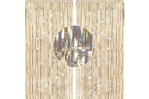 G2PLUS Błyszczące zasłony lametowe, kolor szampański, złoty, metaliczne, 2 sztuki, dekoracyjne na imprezę, urodziny, imprezę tematyczną, Boże Narodzenie