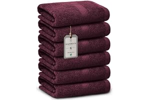 HomeBurg Luxe set med 6 handdukar – mjuk bomull, hög absorptionsförmåga, snabbtorkande, lättskötta, 40×70 cm, Bordeaux Sammet
