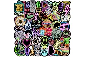 UHDS Adesivi Neon, Set di 50 Adesivi, Adesivo alla Moda Personalizzati Decorativi per Auto, Computer Portatile, valigia, Bicicletta, Natalizi Compleanno Regalo per Bambini Adulti