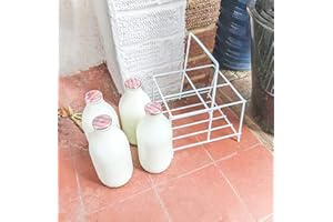 AURAHOME AH® Premium Quality Steel Powdercoated White Four Compartment Nostalgia Milk Bottle Holder Wire Tidy Crate Rack Carry Carrier Doorstep Store Kitchen Storage Organiser Caddy with Integrated Handle