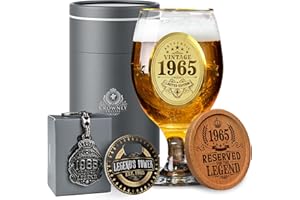 CROWNLY CRYSTAL® 1965 Regalo Hombre 60 Años Copas De Cerveza Regalos Originales Para Hombre Regalos Personalizados Regalos Para Hombre Regalo Original Regalos Para Padres Regalos Para Abuelos