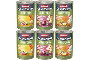 animonda GranCarno adult Superfoods Hundefutter, Nassfutter für ausgewachsene Hunde, Variation, 6 x 400 g
