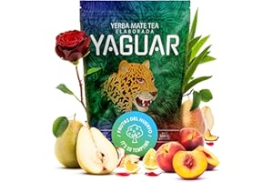 Yaguar Frutas del Huerto 0,5 kg | Owocowa yerba mate z Brazylii | Moc naturalnej kofeiny | O smaku gruszki i jabłka | Herbata Yerba Mate o smaku gruszki i jabłka 500 g | Tradycyjne metody produkcji