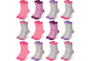 ZERULETS Kids Boys Girls Socks Boy Striped Cotton 12 Pairs Toddler Girls School Sports Crew Sock for 1-14 Years
