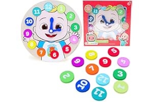 Toyland® Cocomelon Wooden Learning Clock Puzzle - Learn to Tell the Time - Toddler Toy from 3 Years