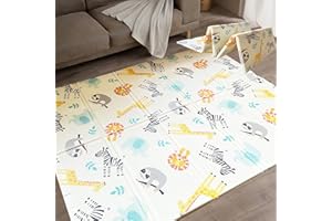 VIVO TECHNOLOGIES Foldable Baby Play Mat, Large Thick Foam Playmat Double-Sided, Waterproof, Non-Slip, 175x148cm, Reversible Floor Mats for Children, Toddlers & Babies, Playpen Mat f Outdoor & Indoor