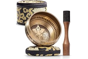 Bol Tibétain – Bol Tibétain Chantant pour la Purification et la Méditation – Silent Mind – Bol Méditation – Inclut un Maillet avec Prise en Main Type Crayon, Coussin et Boîte de Rangement