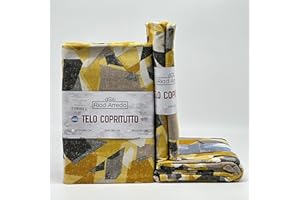 Riad Arredo Telo Arredo Copridivano Copritutto Moderno - Granfoulard Arredo Copriletto in Cotone Varie Fantasie - Tela Robusta Resistente Made in Italy (Picasso Yellow, 1 Piazza - 170x280 cm)