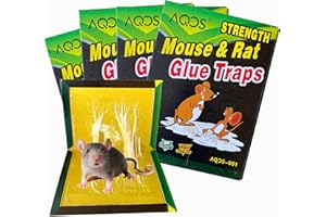 AQOS | Trampa para Ratones, Ratas, roedores, cepos, atrapa Ratones Vivos, ratoneras, Pegamento Extra-Fuerte, 4 trampas.