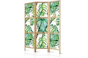 murando - Paravento da Interno 135x172 cm XXL Monstera 3 Pannelli Divisori Stampa Unilaterale su Tela in TNT - Separe Divisorio per Ambienti Ufficio Paraventi Decorazioni Legno Elegante b-B-0295-z-b