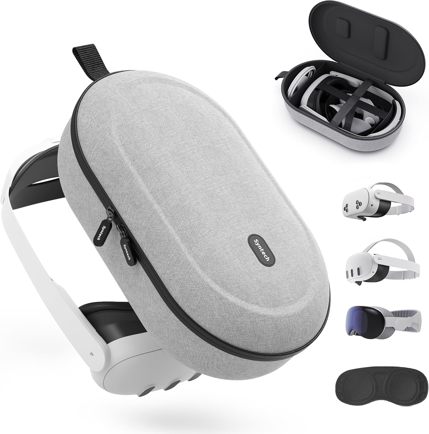 Syntech Hard Carrying Case Compatible with Meta Quest 3S/Quest 3/Oculus Quest2/VP/Pico4, Accessories VR Gaming Headset with Elite Strap, Touch Controllers, Ultra-Sleek Design for Travel Storage, Gray
