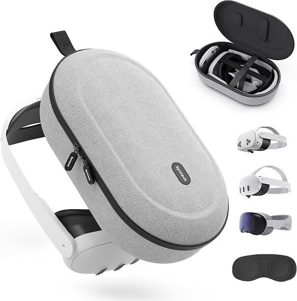 Syntech Hard Carrying Case Compatible with Meta Quest 3S/Quest 3/Oculus Quest2/VP/Pico4, Accessories VR Gaming Headset with Elite Strap, Touch Controllers, Ultra-Sleek Design for Travel Storage, Gray - 1
