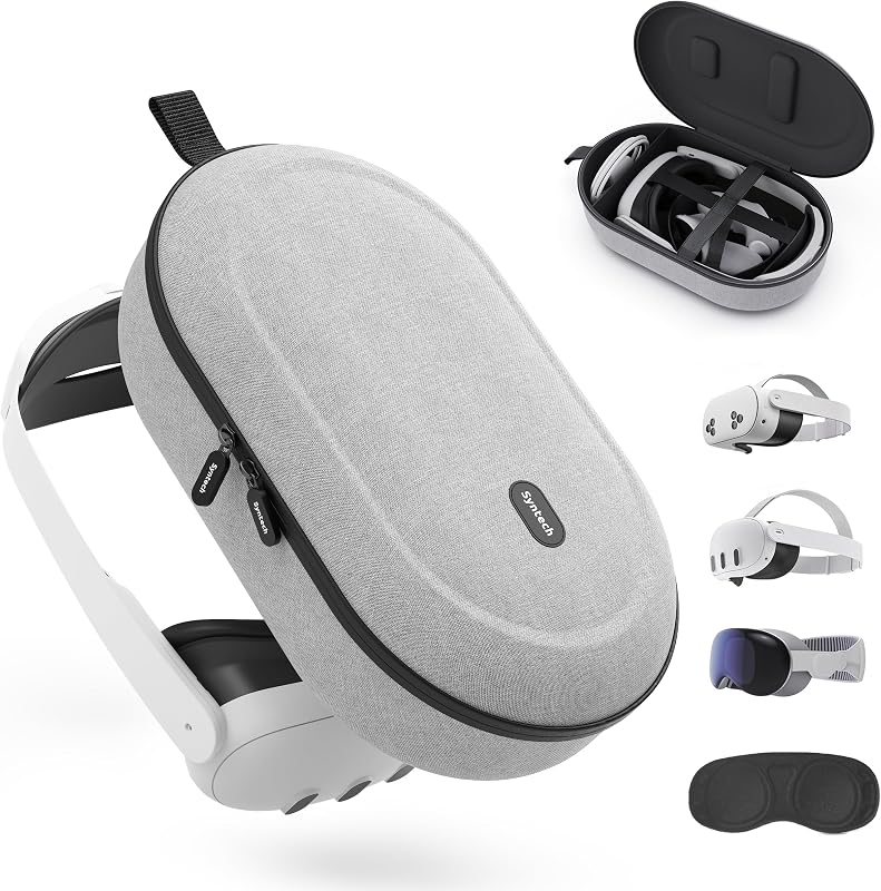 Syntech Hard Carrying Case Compatible with Meta Quest 3S/Quest 3/Oculus Quest2/VP/Pico4, Accessories VR Gaming Headset with Elite Strap, Touch Controllers, Ultra-Sleek Design for Travel Storage, Gray