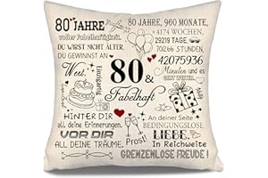 AOSUMIN 80 Jahre Voller Fabelhaftigkeit Kissenbezug für Geburtstag 80 Jahre alt Frauen Männer Schwester Freunde Mama Papa Tante Oma Opa Ehefrau 80. Geburtstag Geschenk 10-100 Geburtstag Kissenbezüge (80)