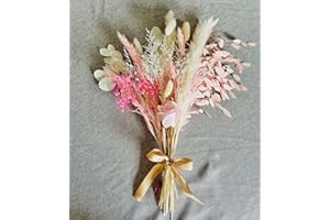 RYDDELIGHOME 2023 Upgraded - 30pcs White And Pink Pampas Grass Bouquet, Cake Decorations Flowers, Wedding Cake Topper, Dried Flowers Cake Decoration, Pink Bedroom Decor Aesthetic, Decorative Home Accessories