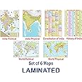 India & World Map ( Both Political & Physical ) with Constitution of India and History of India Chart | LAMINATED SET OF 6 Maps & Charts | Useful for UPSC, SSC, IES and other competitive exams