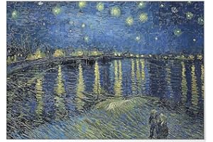 Panorama Lienzo Van Gogh Noche Estrellada 50x35 cm - Bastidor Incluido - Cuadros Decorativos para Salón - Decoración Moderna