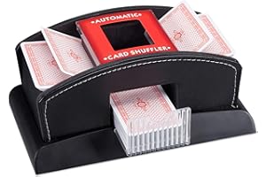Relaxdays Mélangeur de Cartes à Jouer, Automatique, Aspect Cuir, Electronique, 2 Jeux, Pro, Poker, Rami, Casino, Noir