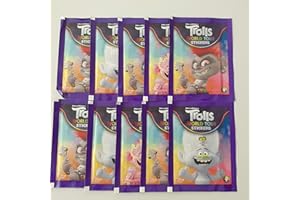 Gago Topps Trolls World Tour Lot de 10 sachets de 40 autocollants + 10 cartes autocollantes