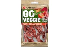 FLAMINGO Bastoncini per cani – Snack Veggie Spazzolino con Fragola Rossa – 7,5cm – 120g – senza glutine – favorisce l’igiene dentale