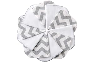 mimaDu Set di 10 mussole cotone lavette neonato teli mussola neonato teli coton neonato mussole neonata quadrotti cotone neonato mussole neonato | 100% cotone 25x25cm (grigia-blanco)