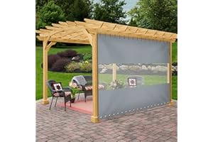 Covers & All Outdoor Clear Panel Curtain, 18 Oz Tarp Tuff Waterproof & UV Resistant Material with Rustproof Grommets, Multi-Purpose Ideal for Outdoors/Indoors (8' H x 9' W feet, Grey)