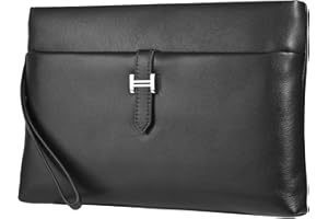 Balidiya Genuine Leather Clutch Bag for Men Handbag Wrist Bag Business Large Purse Envelope Bag