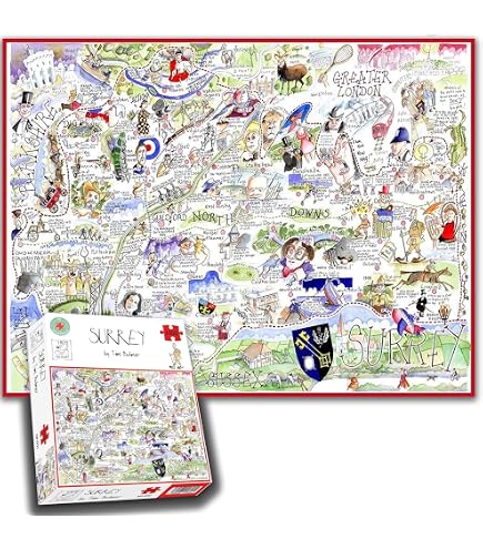 Witzige Landkarte Von Sussex Puzzle – 1000 Teile, 66x50 Cm, Lustiges Kunstwerk Von Tim Bulmer