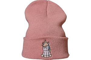 BADDERY Berretto: Unicorno - Liocorno/Berretto di Lana/Capello Invernale/Beanie/Sci/Unisex/Ricamo/Rave/Hip Hop/Techno/Regalo/Unicorn/Ragazza/Bambina/Dolce/Rosa/Pink