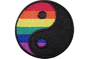 ELLU Rainbow Yin Yang Embroidered Iron Sew On Patch Symbol Sign Gay Pride Flag Badge